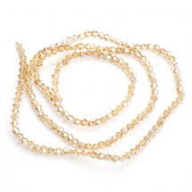 Koraliki Szklane Galwanizowane AB-Kolor Tęczowy, Fasetowane Bicone, Beżowe, 2x3mm, około 140szt/39cm/nić (14WB7096)