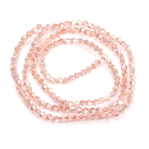 Koraliki Szklane Galwanizacja, AB-Kolor, Fasetowany Bicone, Różowy, 2x3mm, 135szt/38cm/sznur, (14WB7097)