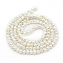 Перли Намистини Скло 6мм, Глянцеві, Круглі, Cлонова кістка, 6мм, Отвір 1мм, близько 130шт/75см/нитка, (14WB7113)