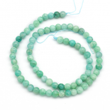 Намистини Натуральний Амазоніт, На нитках, Круглі, Колір: Зелений, Розмір: Діаметр: 6мм, Отвір 1мм, близько 62шт/38см/нитка, (13WB26549)