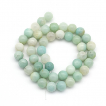 Намистини Натуральний Амазоніт, На нитках, Круглі, Колір: Блакитний, Діаметр: 8-9мм, Отвір: 1мм, близько 46шт/38см/нитка, (13WB26550)