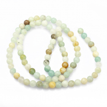 Koraliki Naturalny Kwiatowy Amazonit, Okrągłe, 4mm, około 80szt/37cm/sznur (13WB26553)