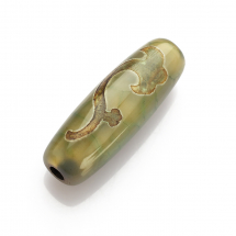 Намистини Натуральний Агат Дзі Руї Овальні, Чорний, 28.5-32x10-12.5мм, Отвір 1.5-3мм, (13WB26577)