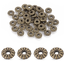 Намистини-Розділювачі Сплав Плоскі Круглі, Антична Бронза, 7x2.1м, Отвір 2мм, близько 57шт/25г, (13WB26595)