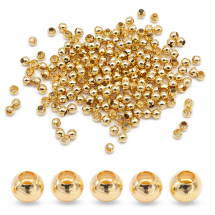 Намистини-розділювачі Латунь Круглі, Позолота 18К, 2мм, Отвір 0.5мм, (13WB26616)