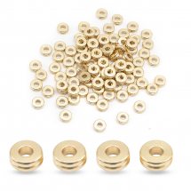 Намистини-Розділювачі Латунні Плоскі Круглі, Без Покриття, 5х2мм, Отвір 2мм, (13WB26638)