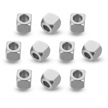 Намистини-Роздільники, Нержавіюча Сталь, Куб, Розмір: 4х4x4мм, Отвір 2мм, (13WB26646)