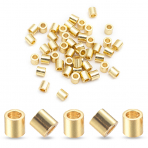 Koraliki Dystansowe, Przekładki, Stal Nierdzewna, Kolumna, Złoty, 2x2mm, 50szt (13WB26657)