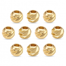 Koraliki Dystansowe, Przekładki, Mosiężne, Rzeźbione Okrągłe, Złoto, 5x4mm, 10szt (13WB26662)