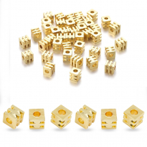 Намистини-розділювачі Латунь Рифлені Кубики Стійке Покриття, Золото, 2х2х2мм, Отвір 1.2мм, (13WB26665)
