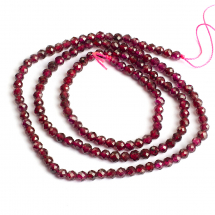 Koraliki Kamień Naturalny Granat Klasa AA, Fasetowane, Kulki, 3mm, 154szt/38cm/sznur (13WB26736)