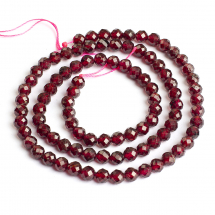 Koraliki Naturalny Granat Klasa AA, Okrągłe, Fasetowane, 4mm, około 88 szt/38cm/sznur (13WB26737)