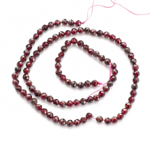 Koraliki Kamień Naturalny Granat, Fasetowane, Kulki, Bordowy, 4mm, 81szt/36cm/sznur (13WB26738)