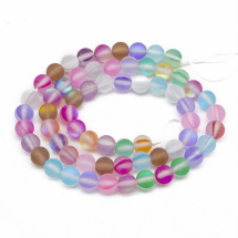Koraliki Syntetyczny Kamien Księżycowy, Okrągłe, Matowe, Barwione, Mix, 6mm, Otwór 1mm, 58szt/36cm/sznur (13WB26750)