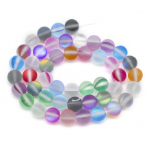 Koraliki Syntetyczny Kamien Księżycowy, Okrągłe, Matowe, Barwione, Mix, 8mm, Otwór 1mm, 45szt/38cm/sznur (13WB26751)