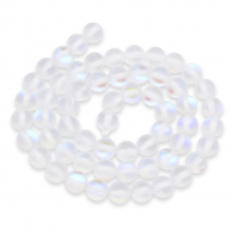 Koraliki Syntetyczny Kamień Księżycowy, Matowe, Okrągłe, Bezbarwne, 6mm, około 58szt/36cm/sznur (13WB26752)