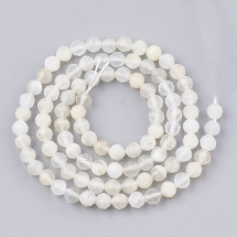 Koraliki Naturalny Kamień Księżycowy, Okrągły, Fasetowane, Biały, 4 mm, około 88 szt / 38 cm / sznur (13WB26754)