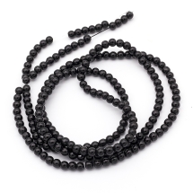 Koraliki Perła do Biżuterii, Szklane, Błyszczące, Okrągły, Czarne, 3-4mm, 185szt/55cm/sznur (13WB26909)