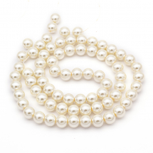 Koraliki Perłowe Szklane Błyszczące Okrągłe, Białe, 12mm, Otwór 1mm, około 70szt/80cm/nić, (13WB26915)