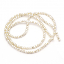 Koraliki Perła do Biżuterii, Szklane, Błyszczące, Okrągły, Kość Słoniowa, 3~4mm, około 185szt / 55cm /sznur (13WB26916)