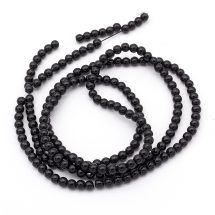 Koraliki Perła Szklane, Błyszczące, Okrągły, Czarne, 4-5mm, 200szt/75cm/sznur (13WB26918)