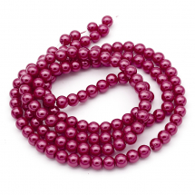 Koraliki Perła, Szkło, Błyszczące, Termobarwione, Okrągły, Cegłany, 6-7mm, 125 szt / 75 cm / sznur (13WB26924)