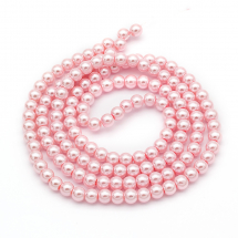Koraliki Perła, Szkło, Błyszczące, Termobarwione, Okrągły, Różowe, 6-7mm, około 125szt/75cm/nić (13WB26926)