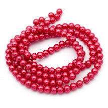 Koraliki Perła, Szkło, Błyszczące, Termobarwione, Okrągły, Karmazynowe, 6-7mm, około 125szt/75cm/nić (13WB26928)
