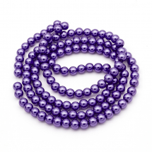 Koraliki Perła, Szkło, Błyszczące, Termobarwione, Okrągły, Fioletowe, 6-7mm, około 125szt/75cm/nić (13WB26929)