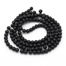 Koraliki Perła, Szkło, Błyszczące, Termobarwione, Okrągły, Czarny, 6-7mm, około 125szt/75cm/nić (13WB26931)