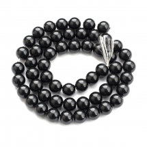 Koraliki Perły Szklane, Błyszczące, Eko Farbą, Okrągłe, Czarny, 8mm, Otwór: 1mm, około 52szt / 42cm / sznur (13WB26937)