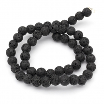 Koraliki Naturalna Lawa, Okrągła, Czarny, 8mm, Otwór 2.5mm, około 48szt/35cm/sznur (13WB27374)