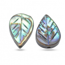 Намистини Морський Перламутр Абалон/Пауа, Лист, Колір: Різнобарвний, Розмір: 12.5х8.5х3.5мм, Отвір 1мм, (13WB27405)