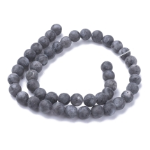 Намистини Натуральний Чорний Лабрадорит, Матовий, На нитках, Круглі, 8-8.5мм, Отвір 1мм, близько 43шт/37см/нитка, (13WB28316)