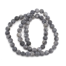 Намистини Натуральний Чорний Лабрадорит, Круглі, Матові, 6-6.5мм, Отвір 1мм, близько 58шт/38см/нитка, (13WB28317)