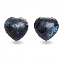 Naturalny Larwikit/Czarny Labradoryt, Serce, do Medytacji, Bez otworu, 25-25.5x25.5x12mm, 2szt (13WB28331)