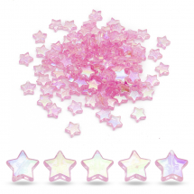Koraliki Eco Akryl, Przezroczysty, Kolor AB, Gwiazda, Różowy, 10x4mm, około 100szt/25g (13WB28502)