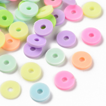 Koraliki Glina Polimerowa, Heishi, Handmade, Okrągłe Płaskie, Kolor: Mix, Rozmiar: 8x1.5mm, około 280szt/25g (13WB28534)