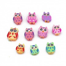 Koraliki Glina Polimerowa, Handmade, Sowa, Mix, 9-12x9-10x4-5mm, 10szt (13WB28538)