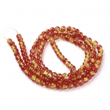 Koraliki Dwukolorowe Crackle Okrągły Pomidorowy 6mm 127szt/76cm/sznur (13WB28723)