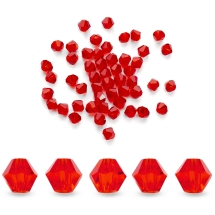 Koraliki Szklane, Imitacja Austriackiego Kryształu, Szlif 5301, Czerwony, 3.5x4mm, Otwór 1mm, 50szt (13WB28729)