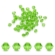 Koraliki Szklane, Imitacja Austriackiego Kryształu, Szlif 5301 Bicone, Limonkowy, 4.5x4mm, 50szt (13WB28732)