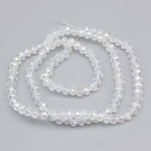 Koraliki Szklane Kryształ Rondelle Fasetowane, Przezroczyste, AB-Kolor, 3.5x2.5~3mm, około 107szt/31cm/nić (13WB28733)