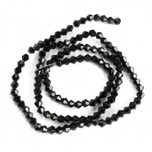 Koraliki Imitacja Kryształu Austriackiego, Klasa AA, Bicone, Czarny, 3x3mm, około 115szt/36cm/sznur (13WB28737)