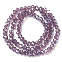 Koraliki Szklane Galwaniczne, Perłowy Blask, Fasetowane, Ciemny Róż, 4x3mm, około 116szt/40cm/sznur (13WB28742)