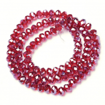 Koraliki Szklane Galwanizacja, Perłowy Blask, Fasetowane, 4x3mm, Ceglasty, około 116szt/40cm/sznur (13WB28743)