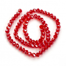 Koraliki Galwanizowane Szklane Fasetowane Rondelle, Ceglane, 6x5mm, Otwór 1mm, około 80szt/39cm/nić, (13WB28744)