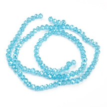 Koraliki Szklane Galwaniczne Perłowy blask Rondel Rozmiar: 4x3mm Kolor: Niebieski około 110szt/39cm/nić (13WB28750)