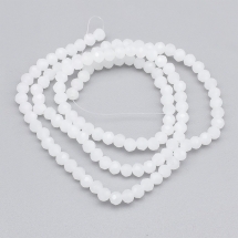 Koraliki Szklane, Imitacja Jadeitu, Fasetowane Rondel, 4x3mm, Biały, około 124szt/40cm/sznur (13WB28765)
