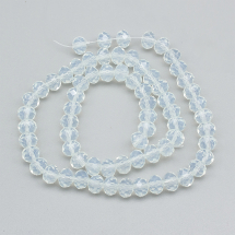 Koraliki Szklane Imitacja Jadeitu Fasetowane Rondel Rozmiar: 8x6mm Kolor: Biały około 64szt/38cm/nić (13WB28769)